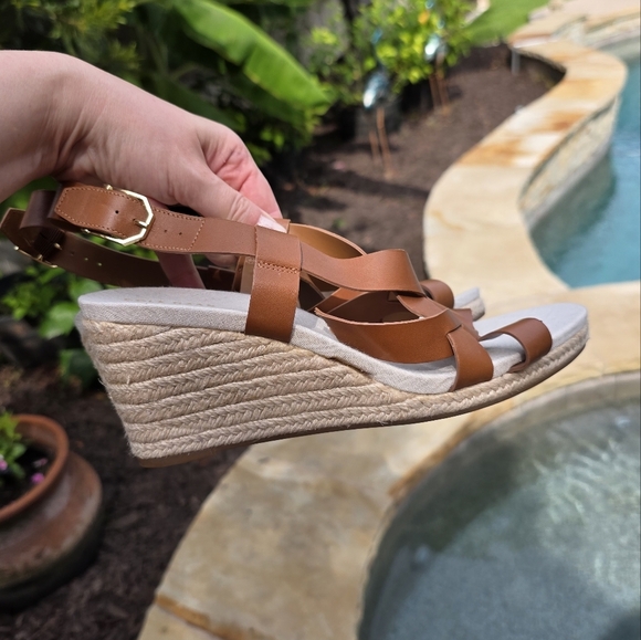 Cole Haan Women's Crystal Slingback Espadrille Wedge Sandals Brown Size 9,5B - Picture 12 of 14